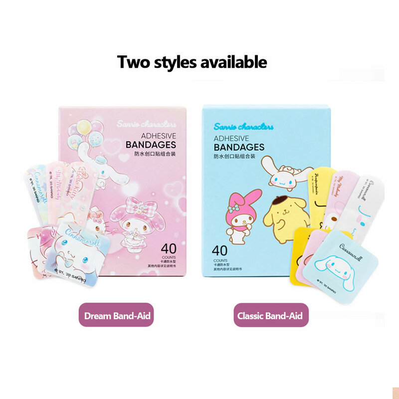 40Pcs Hello Kitty Kit Band Aid Sanrios My Melody Anime  Waterproof Adhesive Bandages Wound Plaster First Aid Emergency Stickers
