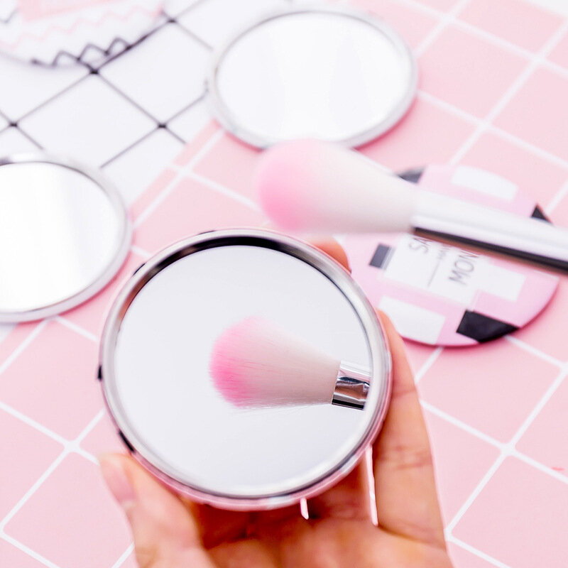 TSBathroom-Miroir de maquillage portable pour femme, joli motif, compact, cosmétique de poche, U184, 1 pièce, 2 pièces