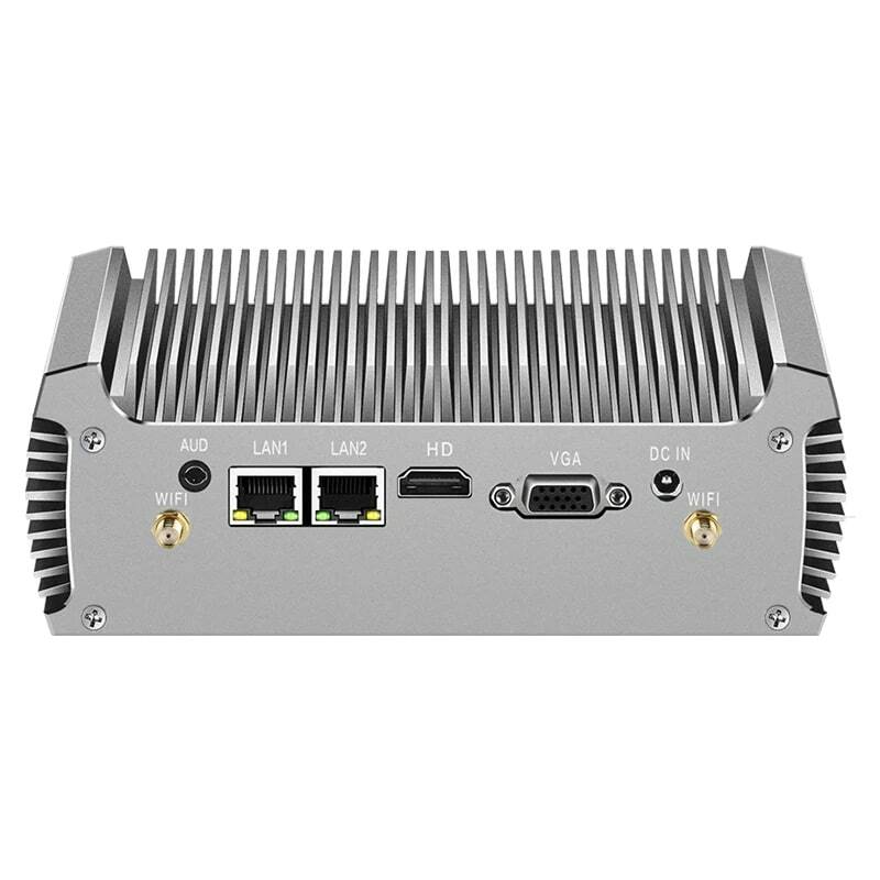 Helorpc 2LAN2COM Industriel Mini PC avec R2 i5-5200U/I7-5500U Soutien Win10/11 Linux Pfense WiFi Pare-enquêter Fanless Ordinateur