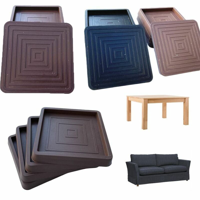 Móveis de borracha quadrada antiderrapante Coasters, cadeira pés rolhas, sofá e rolhas de cama, 2,5 pol, 3,5 pol, 4PCs