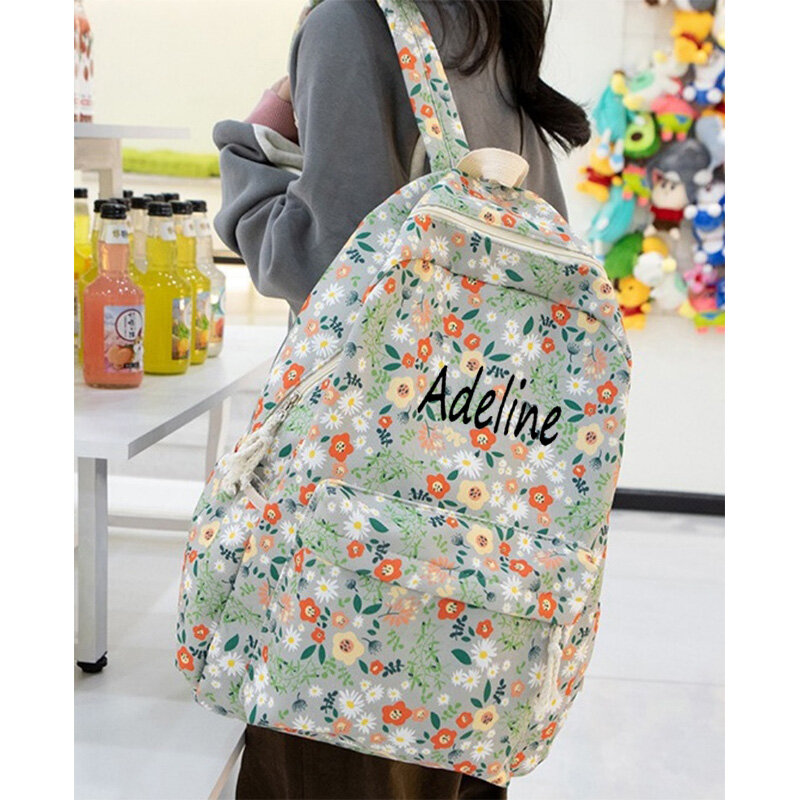 Personalized Name Flower Backpack Girl's Birthday Gift Customized Gift Small Fresh Backpack Student Gift