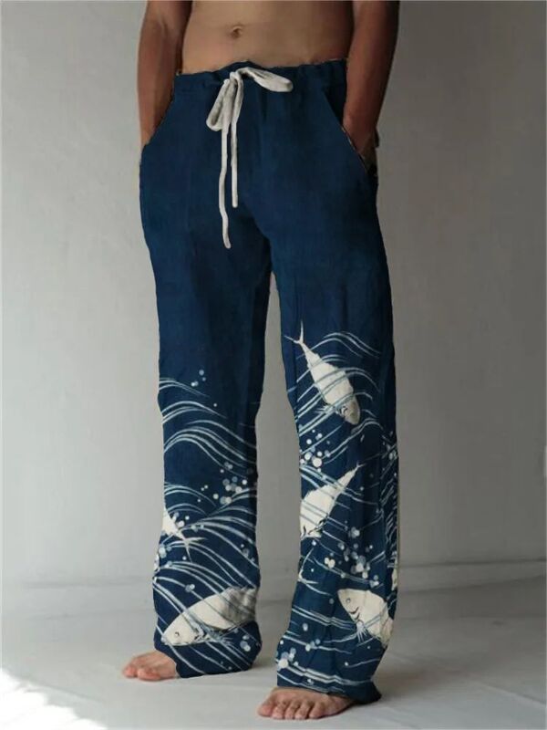 Pantalones sueltos e informales de AliExpress, comercio exterior europeo y americano, tubo recto cruzado, impresión 3D, cintura alta, ancho L