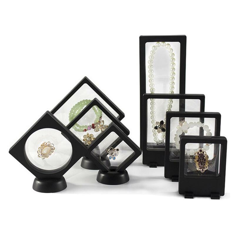 Boîte de rangement transparente anti-poussière pour bijoux, film PE, broche, pièce de monnaie, pierres précieuses, étui d'exposition, décoration flottante