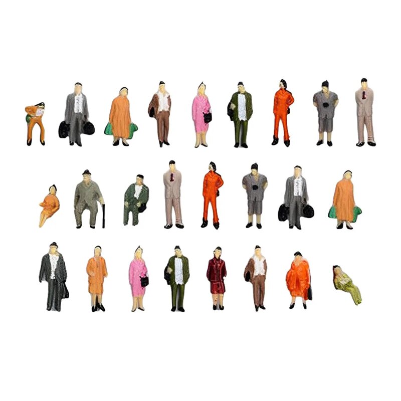 Figuras de pasajeros en miniatura, juguetes de escenas de calibre HO, personas pequeñas, decoración de escenas en miniatura, proyectos de bricolaje, 1/87, 25 piezas