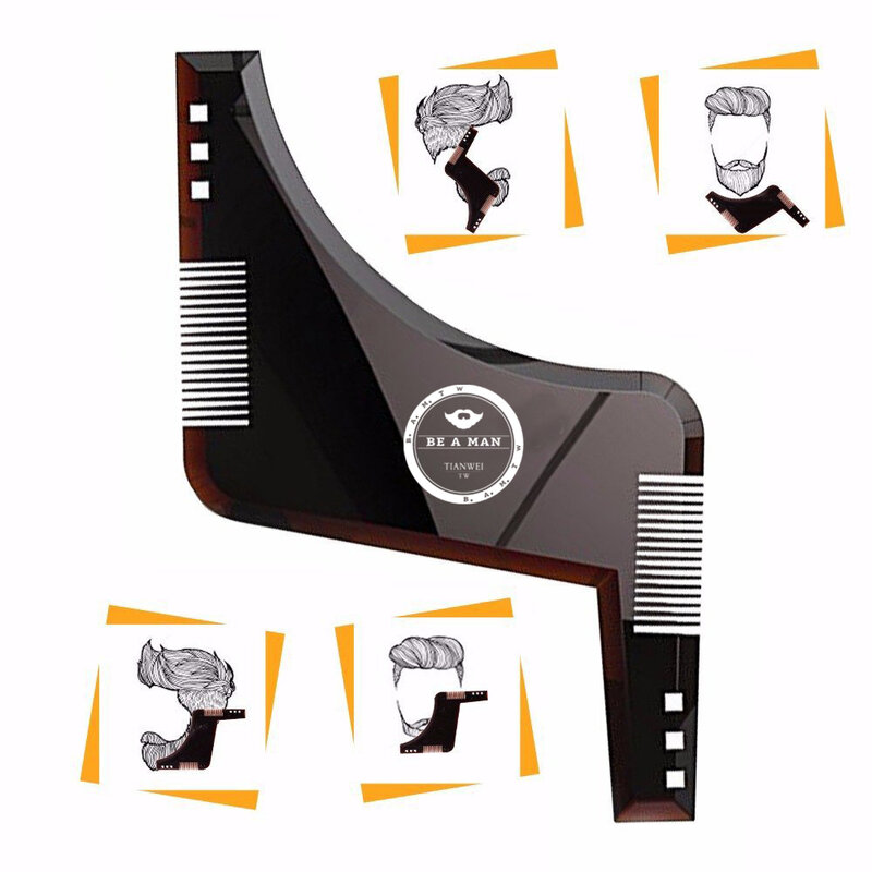 Fashion Beard Styling Template Comb New Barber Tool Mustache Symmetry Trimming Styling Stencil 3 Colors Optional Styling comb