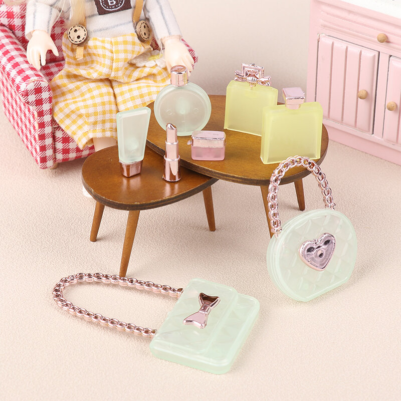 Conjunto de 9 mini brinquedos cosméticos para boneca, acessórios com perfume e batom, conjunto de 9 peças