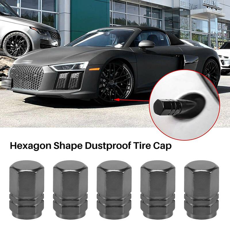 8 Pieces Tire Stem Valve Caps Wheel Valve Covers Car Dustproof Tire Cap, Hexagon Shape Titanium Gray