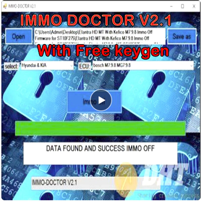2024 IMMO DOCTOR V2.1 MULTI BRAND con Unlimited KEYGEN Immo Off Immo Delete Software per ME17 MH72 MH83 MH82 MEG17 MED17 EDC17