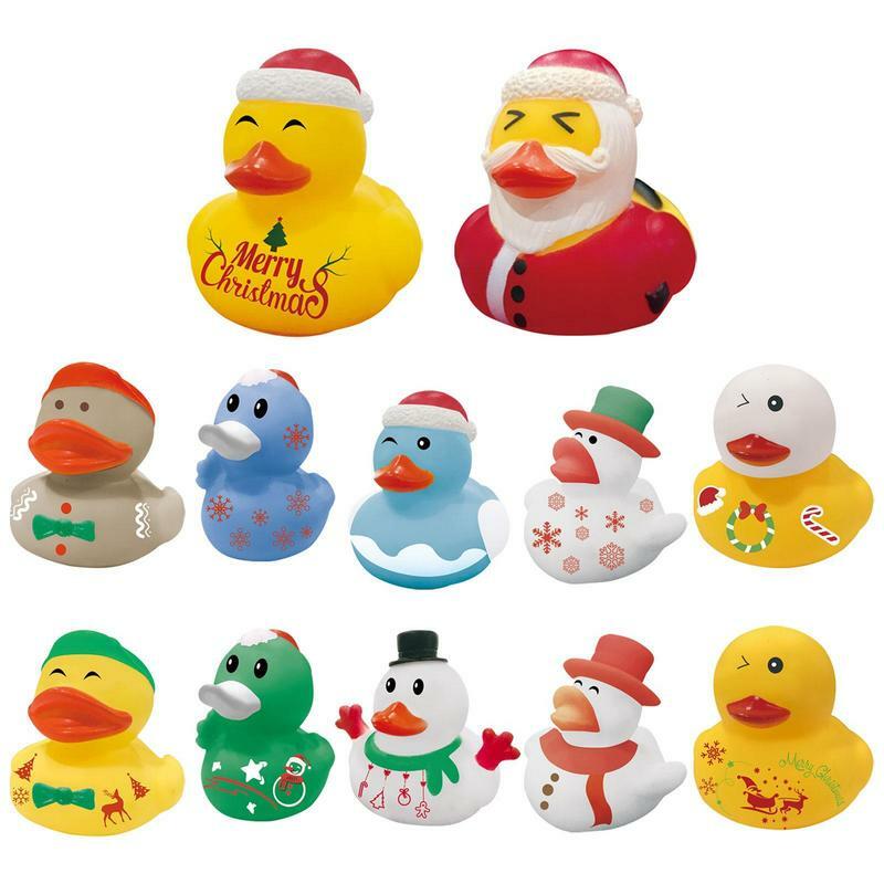 Bebek Natal massal 12 buah mainan kolam mandi bebek lucu Set mainan bak mandi kamar mandi perlengkapan pesta untuk karnaval sekolah dan luar ruangan