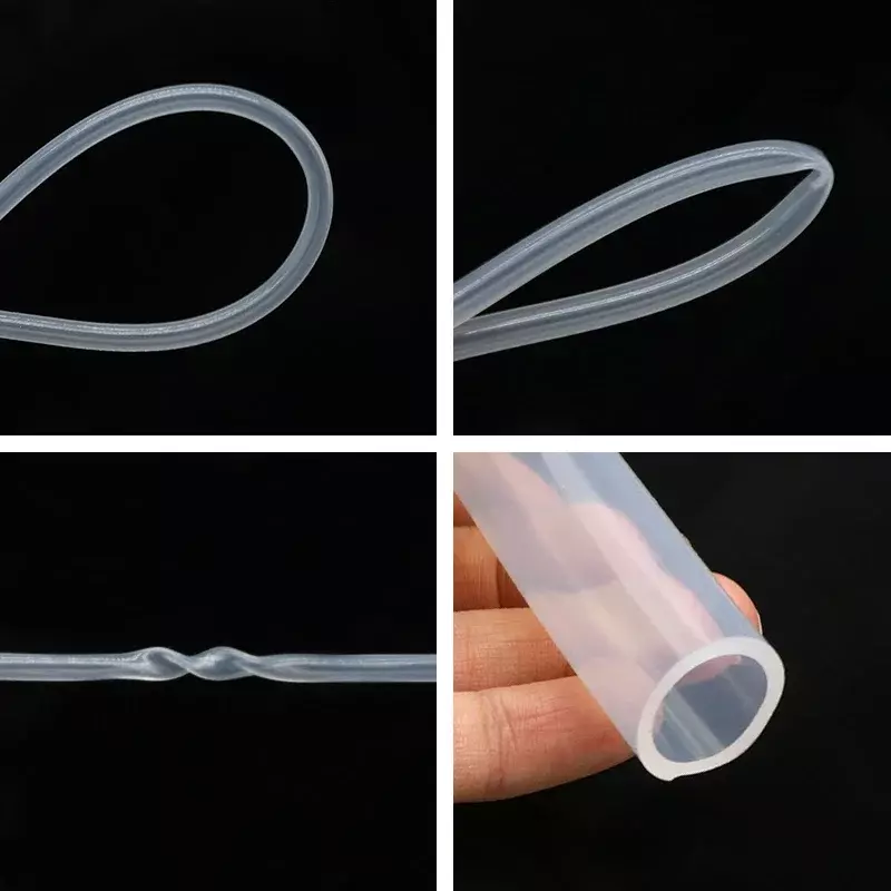 Mangueira de borracha transparente clara do silicone, produto comestível, Nontoxic, O.D tubo flexível, identificação 0,5 1 2 3 4 5 6 7 8 9 10 12mm, 1 5 10m