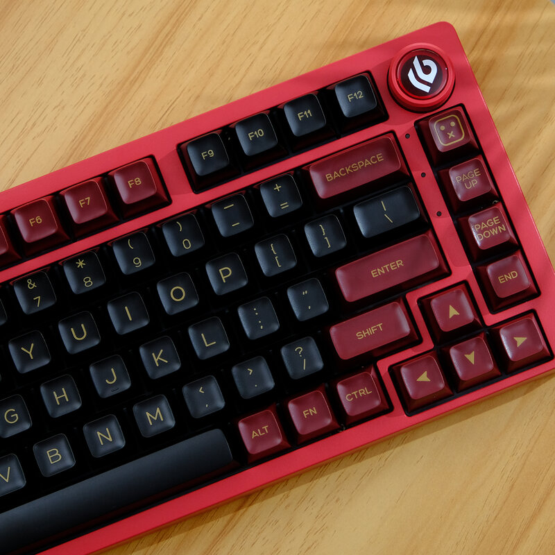 KBDiy-Juego de teclas GMK para teclado mecánico, accesorio de color rojo samurái, PBT, doble disparo, perfil SA, negro y rojo, interruptor MX 61, 142 teclas
