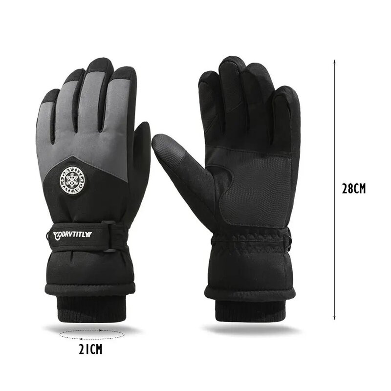 Windproof Women Plush Gloves Touch Screen PU Fleece Waterproof Snowboard Ski Gloves Full Finger Snow Gloves Winter Warm