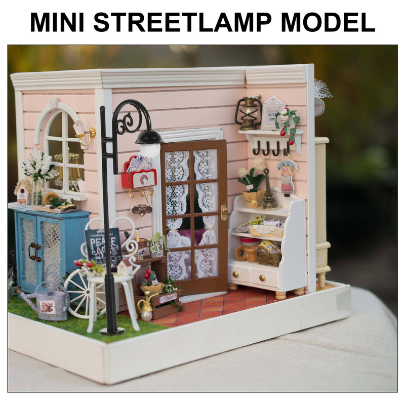 Miniatura Cena Modelo Micro Street Light, Luzes Decorativas da Casa, Lâmpadas de Chão, Decoração ABS, 3 Pcs