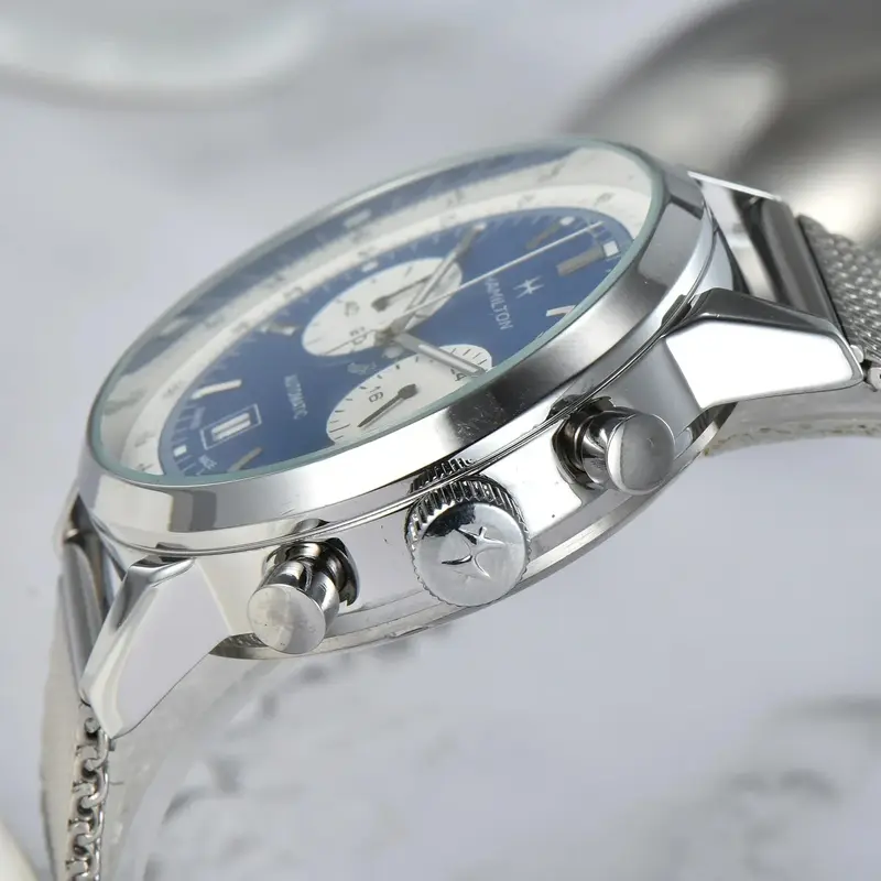 HAMILTON-reloj de cuarzo con correa de cuero para hombre, cronógrafo de lujo, luminoso, automático, con fecha, a la moda, AAA