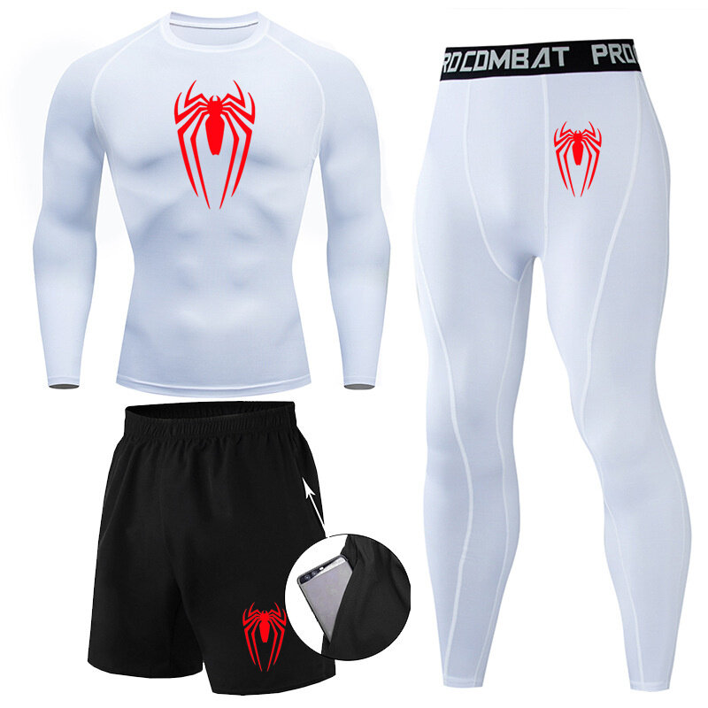 Mężczyźni 3 szt. Zestaw kompresyjny strój sportowy pająk bielizna termiczna kalesony ubrania dres do biegania nosić ćwiczenia rajstopy treningowe