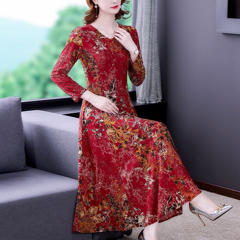 Женское платье с V-образным вырезом, демисезонное приталенное платье с цветочным принтом