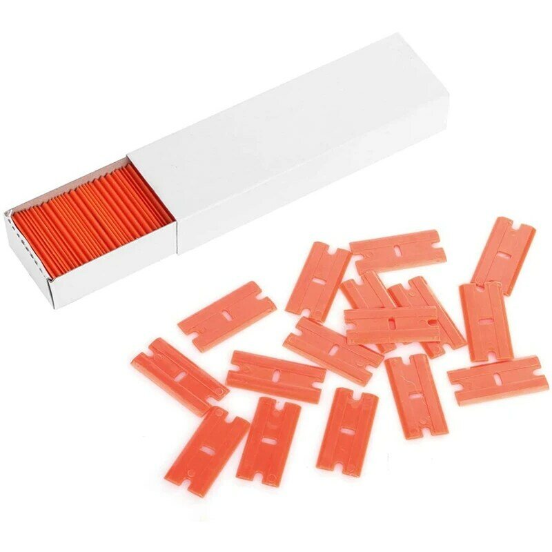 Double Edge Plastic Razor Blade Scrapers, Lâminas para Auto Window Tint Vinyl Tool, 200 Pcs 1.5 ", 6Pcs