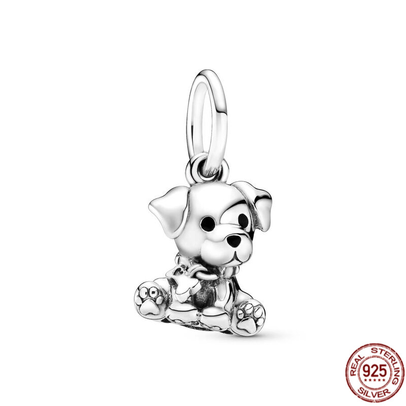 Бусина-Шарм «Собачья кошка» из серебра 925 пробы