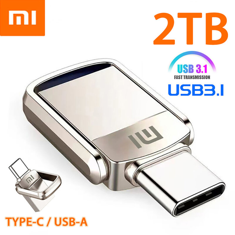 Xiaomi-U Disk USB 3.0 High Speed Pendrive, Interface Tipo C, Telefone celular, Computador, Transmissão mútua, Memória USB portátil, 1TB, 2TB