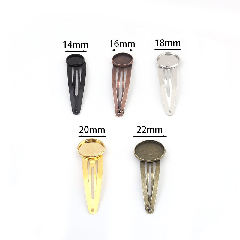 Ferro chapeado metal jacaré grampos de cabelo, DIY Hairpin, acessórios para cocar, 12mm, 14mm, 16mm, 18mm, 20mm, 10Pcs, Lot