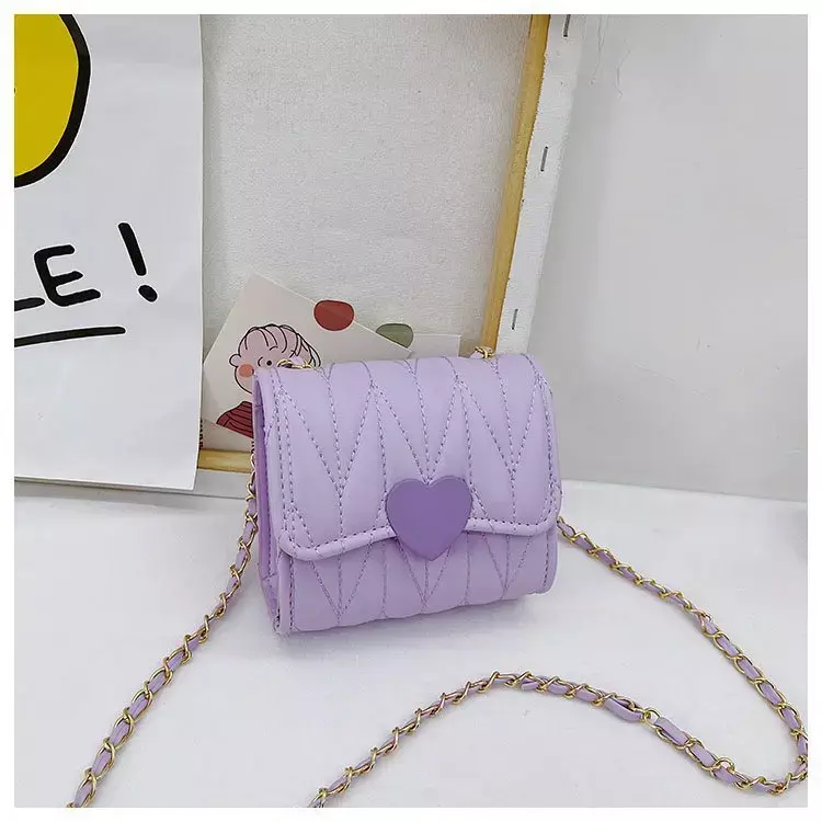 Fashion Heart Baby Girls Small Shoulder Bags Kids Coin Purse Accessories Handbags Lovely Children's Mini Square Messenger Bag