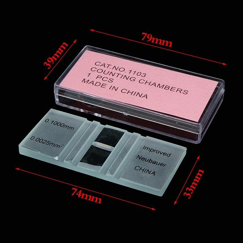 1 Piece Blood Cell Count Plate Glass Microscope Slide With Grid Counting Chambers For Hemocytometer Yeast Counting Biology Tool