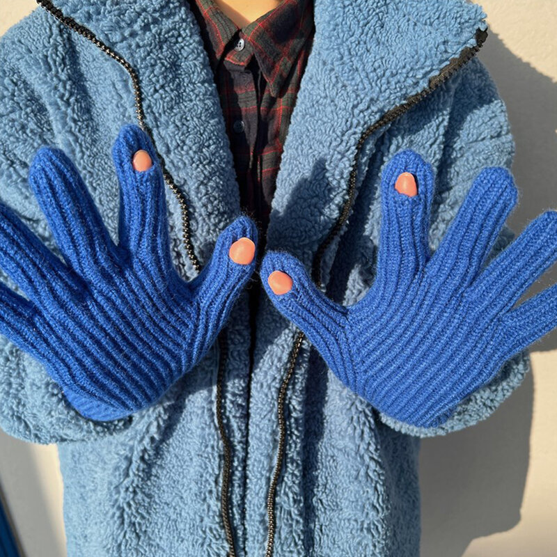 Guantes de lana de punto Ins de Color sólido, manoplas sencillas de estilo coreano para pantalla táctil con dedos cálidos que contienen Lana, Otoño e Invierno