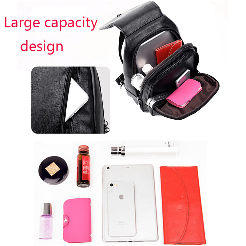 Женский кожаный рюкзак на молнии, нагрудная сумка, женский рюкзак для путешествий, школьные сумки для девочек-подростков