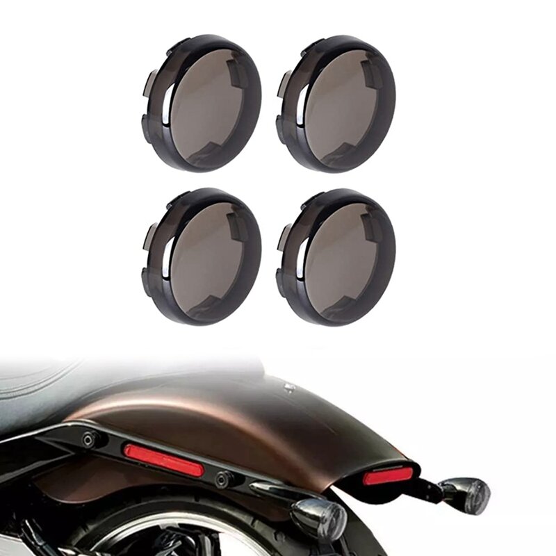 Smoke Turn Signal Light Lens Cover Compatible For Sportster Street Glide Road King, Qty 4