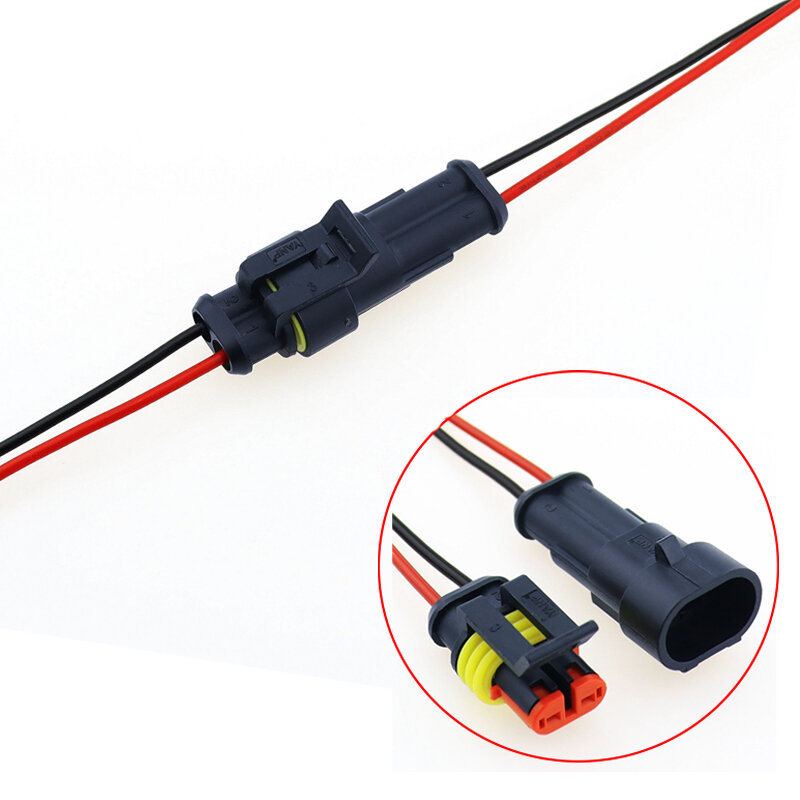 2-poliger, versiegelter, wasserdichter Stecker für elektrische Kabel, automatische Steck verbinder mit Kabel