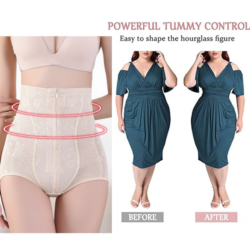GUUDIA High Waist Butt Lifting Tummy Control Panty with Hook Zipper Closure Body Shapewear Slimming Sheath Flat Belly for Women