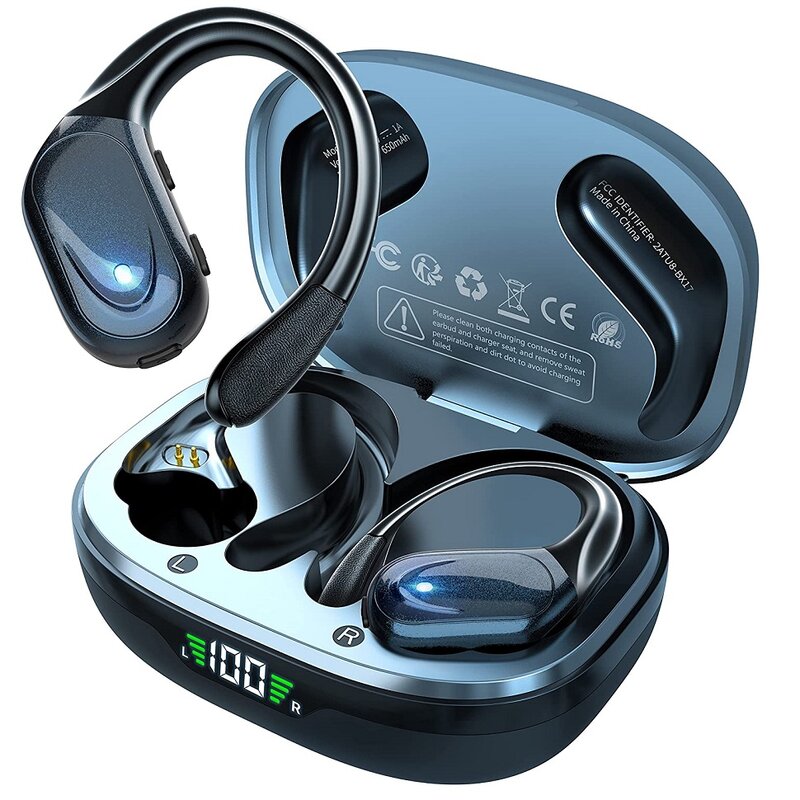 Auriculares inalámbricos con Bluetooth 5,3, cascos con micrófono, botón de Control, reducción de ruido, resistentes al agua, para deportes