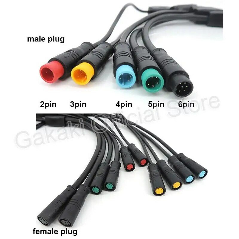 2Pin 3Pin 4Pin 5Pin 6Pin 1 Male to 2 Female Electric Bicycle Plug for Scooter Brake Signal Sensor M8 Y Splitter E-bike Cable