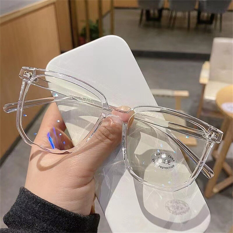2024 nowe okulary blokujące niebieskie światło mężczyźni kobiety moda czarna przezroczysta ramka okulary komputerowe ramka okulary dla osób z krótkowzrocznością kwadratowe okulary