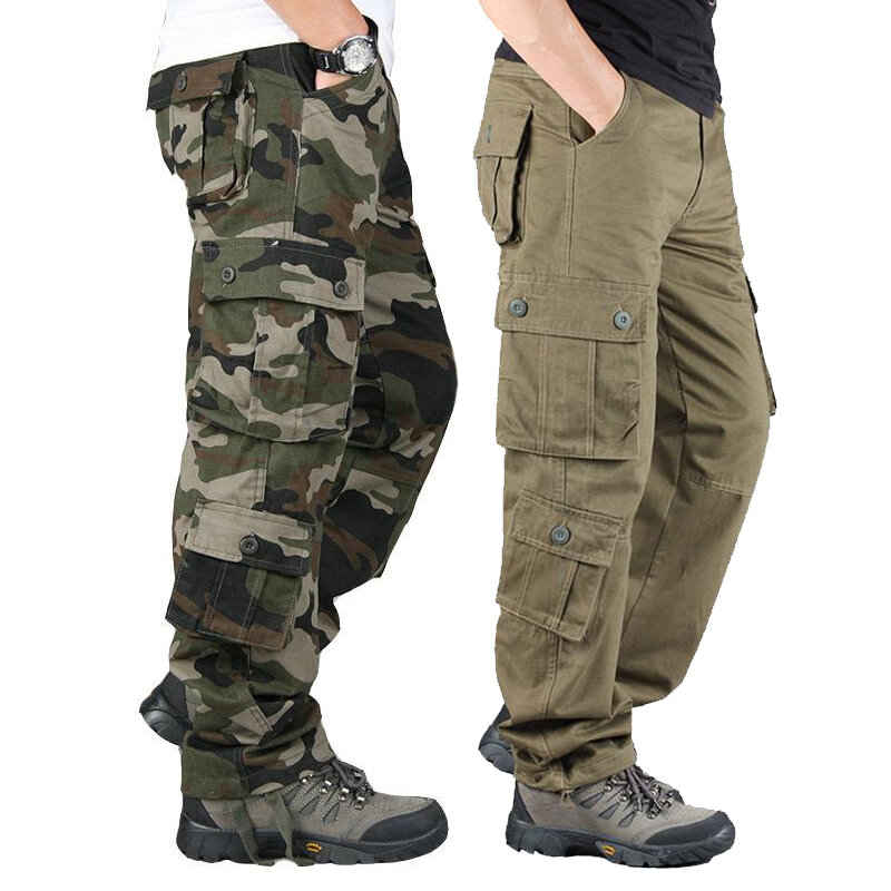 Men's Camouflage Pants Tactical Cargo Pants Work Overalls Outdoor Sports Hiking Hunting Trousers Cotton Durable