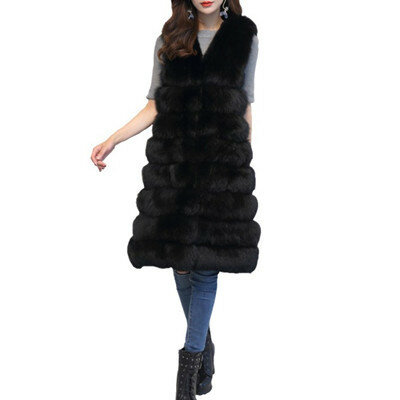 Atacado comércio exterior venda quente estendido sem mangas colete imitação de raposa casaco outono e inverno roupas femininas