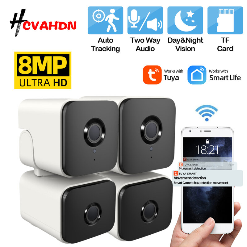 Tuya Dual Lens Wifi PTZ IP Security Camera Auto Tracking Home Baby Monitor Smart Life 4K Wireless CCTV Video Surveillance Camera