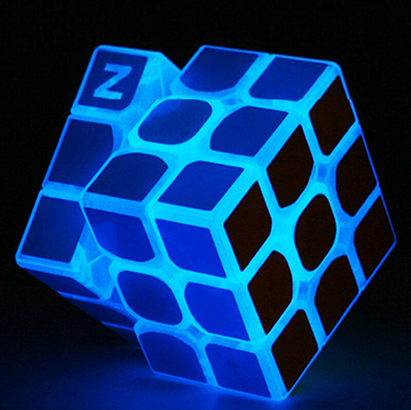 Babelemi 린넨 완성 스티커, 야광 블루, 3x3x3 속도 매직 큐브, 업그레이드 버전 퍼즐, 어린이용 교육 장난감