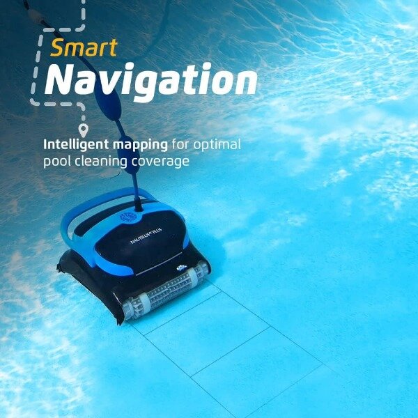 Aspirateur robotique DolDave Nautilus CC Plus pour piscine, capacité d'escalade murale, charge par le haut, entretien facile, idéal