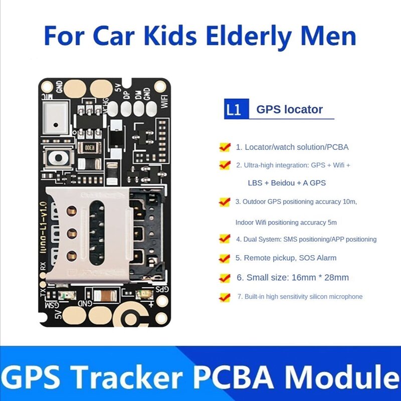 Módulo PCBA rastreador GPS, dispositivo localizador de seguimiento en tiempo Real para coche, niños, ancianos, hombres, rastreador de grabación antipérdida
