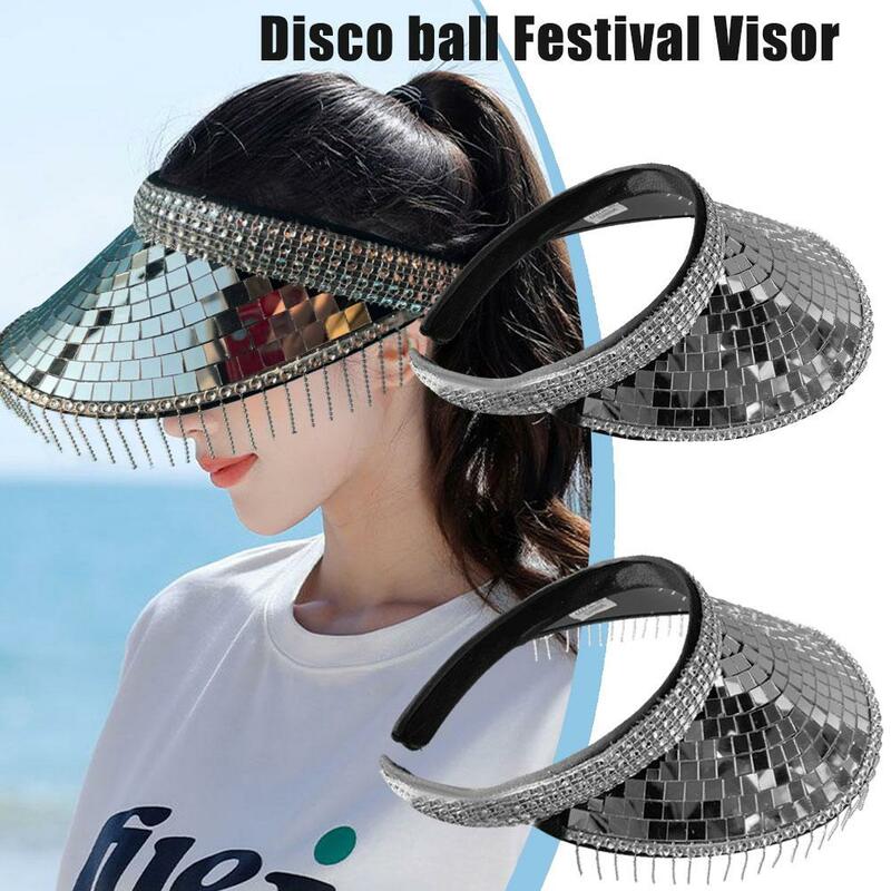 Mirror Disco Sequin Hat Glitter Sequins Visors Summer Bar Visors Club Cap Decoration Visors Party Sun Summer Hat Stage Hat D1M5