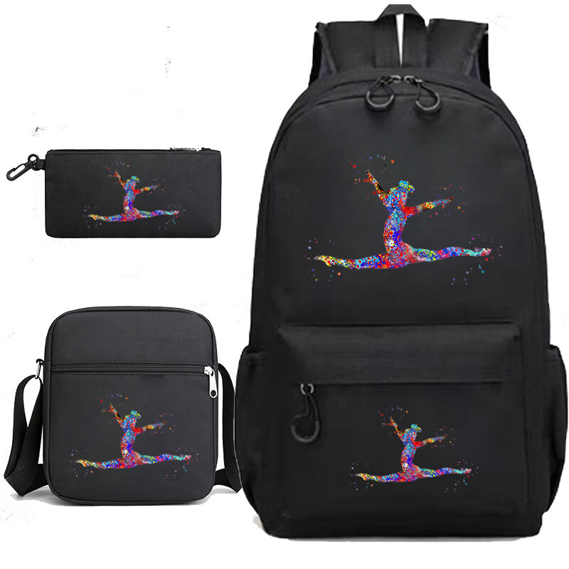 Watercolor Gymnastics Girls Print School Bags for Teenage Girls Bagpack Travel Knapsack Bag School Backpack for College Students