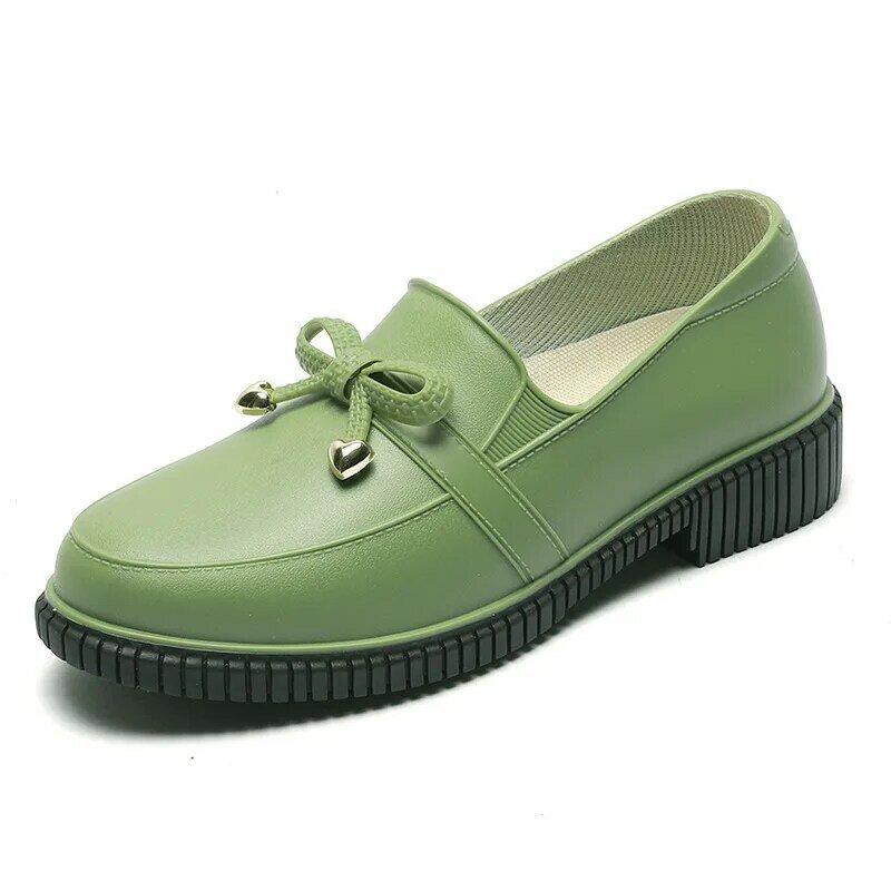 Women‘s Rainboots PVC Bow Short Rain Shoes Waterproof Antiskidding Rubber Kitchen Boots Shoes Fashion Spring Autumn 2022 New