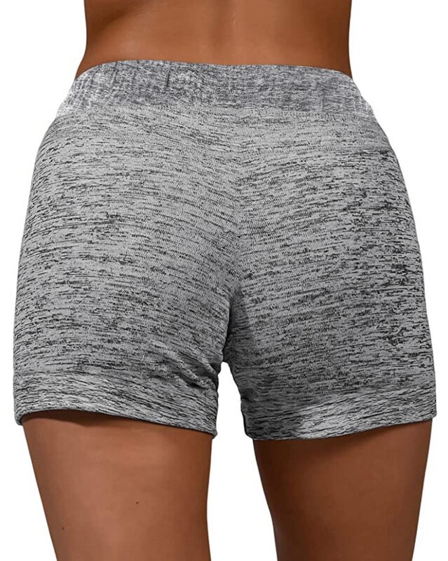 Women's Comfortable Sports Shorts 2024 Summer Latest Coconut Tree Pattern Printed Elastic Drawstring Waist Sports Casual Shorts