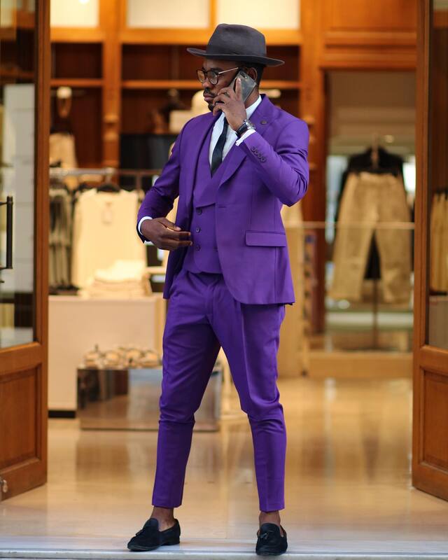 Fashion Men Wedding Suit Slim Fit Tuxedos Prom Evening Party Blazer For Male Peaked Lapel 3 Pcs Jacket Pants Vest Customize