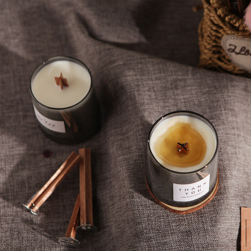 10 Buah Sumbu Lilin Kayu Silang dengan Alas untuk Membuat Lilin Kerajinan DIY Perlengkapan Pembuatan Lilin Kayu Alami Lilin Parffin Kedelai