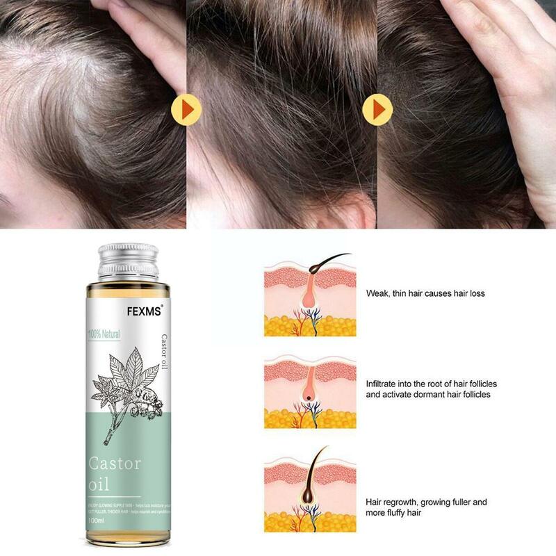 Óleo de rícino puro para o crescimento do cabelo, óleos essenciais para cílios e sobrancelhas, aromaterapia e massagem, i5b6