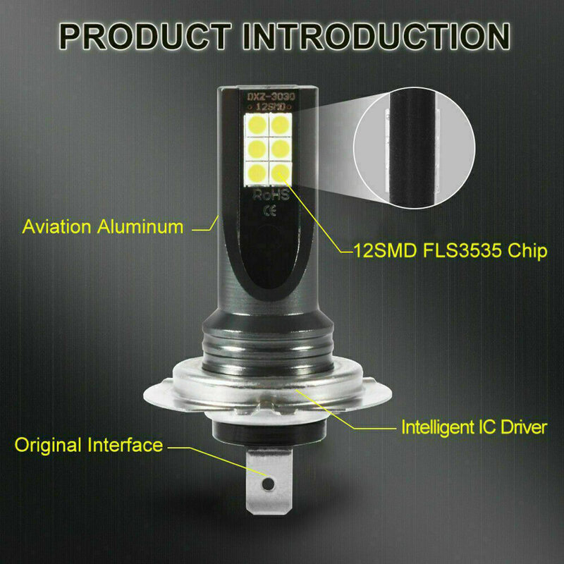2Pcs H11 LED Headlight White Car Fog LED Headlight 110W 20000LM Light Bulbs 6000K Super Bright Auto Driving DRL Lamp