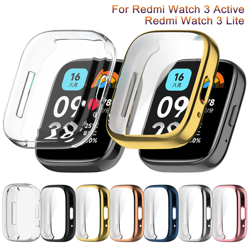 Funda protectora para Xiaomi Redmi Watch 3, Protector de pantalla completa de Tpu activo para Redmi watch3 lite, accesorios, carcasa
