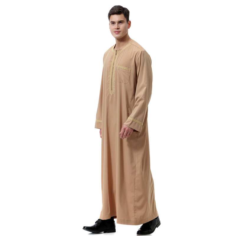 2023 Muslim Arab pria Thobe gamis Kaftan muslim pria pakaian Arab Jubba